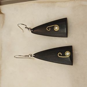 Brass and and sliver inlay earrings